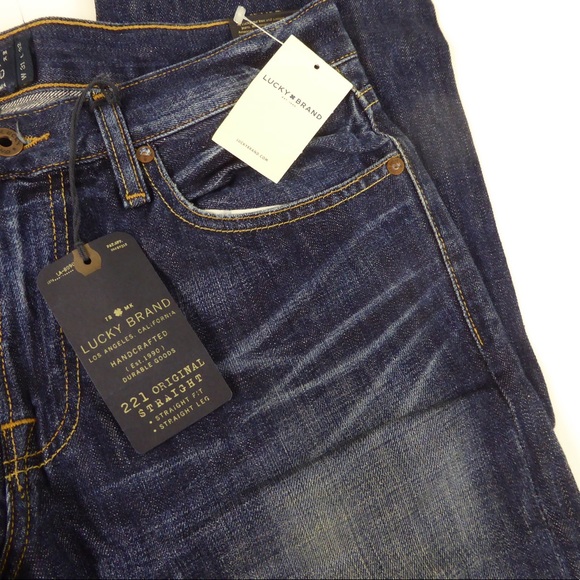 Lucky Brand 221 Original Straight Denim Jeans NWT Whiskered / Distressing - Picture 4 of 9